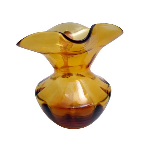 Rainbow Glass Hand Blown Amber Small Pitcher - Picture 2 of 6